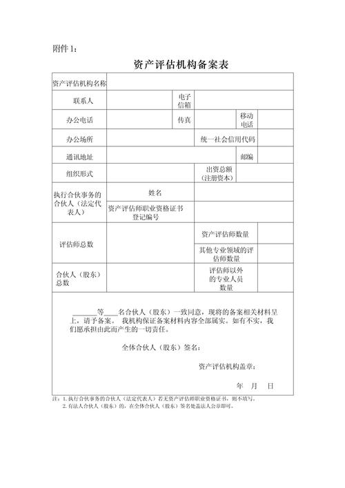 资产评估机构备案表